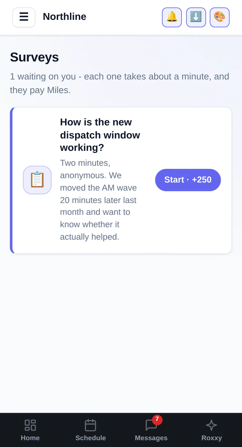 Surveys: Ask the whole fleet something and actually get answers, because finishing one pays Kudos.